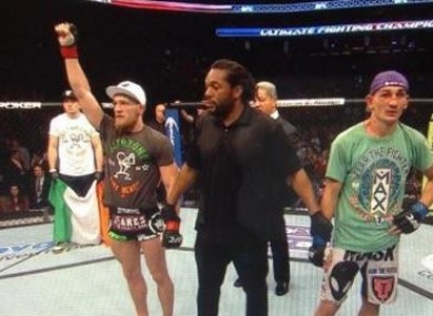 McGregor celebrates his victory.