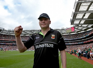 Mayo manager James Horan celebrates at the final whistle yesterday.