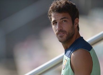 FC Barcelona's Cesc Fabregas attends a training session the Sports Center FC Barcelona Joan Gamper in San Joan Despi.