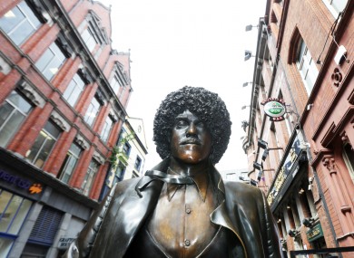 The statue of Phil Lynott which was returned to Dublin's Harry Street this week