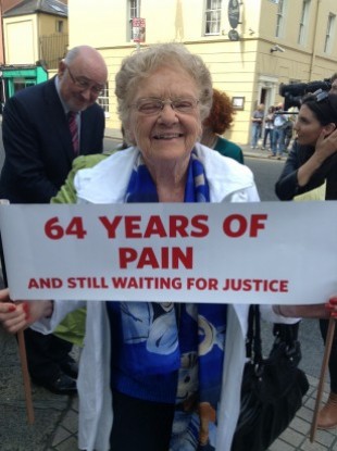 Margaret Dutton, 91, at a protest outside Leinster House earlier this year.