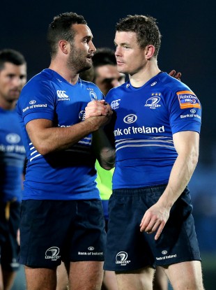 Brian O'Driscoll and Dave Kearney celebrate at the final whistle.