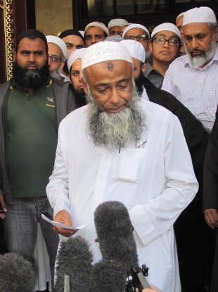 Muhammad Taufiq Al Sattar outside his local mosque in Leicester, speaking about the loss of his wife, daughter and teenage sons in a severe fire at their home in Wood Hill, Leicester.