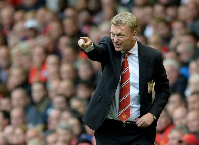 Manchester United manager David Moyes on the touchline during today's game.