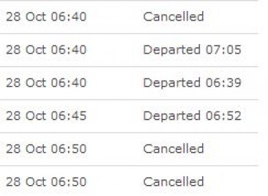 The departures at Dublin Airport shows the cancelled flights